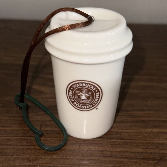 Starbucks Coffee 1971 Brown Siren Logo To Go Cup Ceramic Christmas Ornament 2011 - Picture 1 of 5